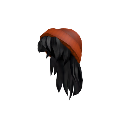 Orange Beanie with Black Hair: claim this Roblox accessory for 0 Robux