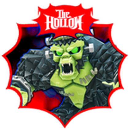 Criatura verde con armadura dentro de una insignia roja de The Hollow.