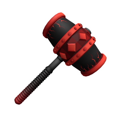 Martillo negro y rojo The Beasthammer, accesorio de espalda oficial de Roblox.