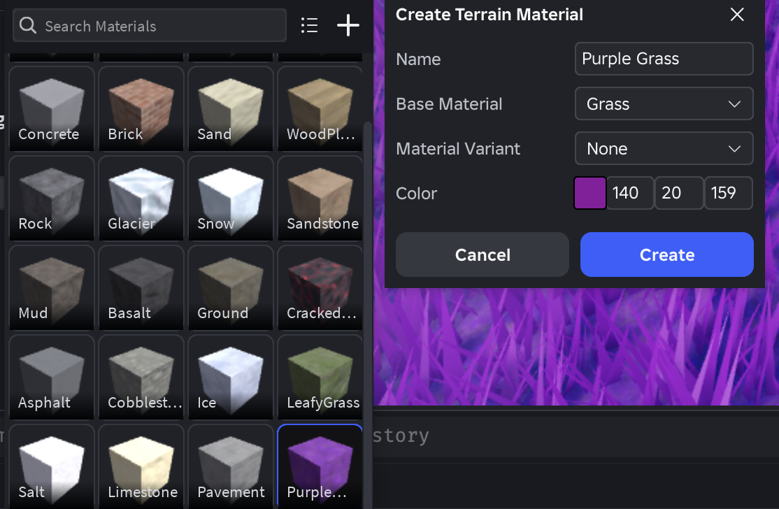 Custom terrain on Roblox: enable 62 materials and publish